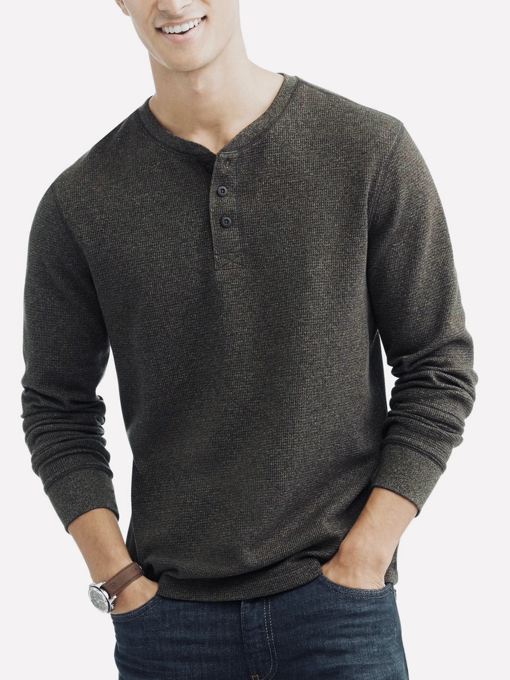 ✨Dark Gray Long Sleeve Henley Shirt✨~medium
